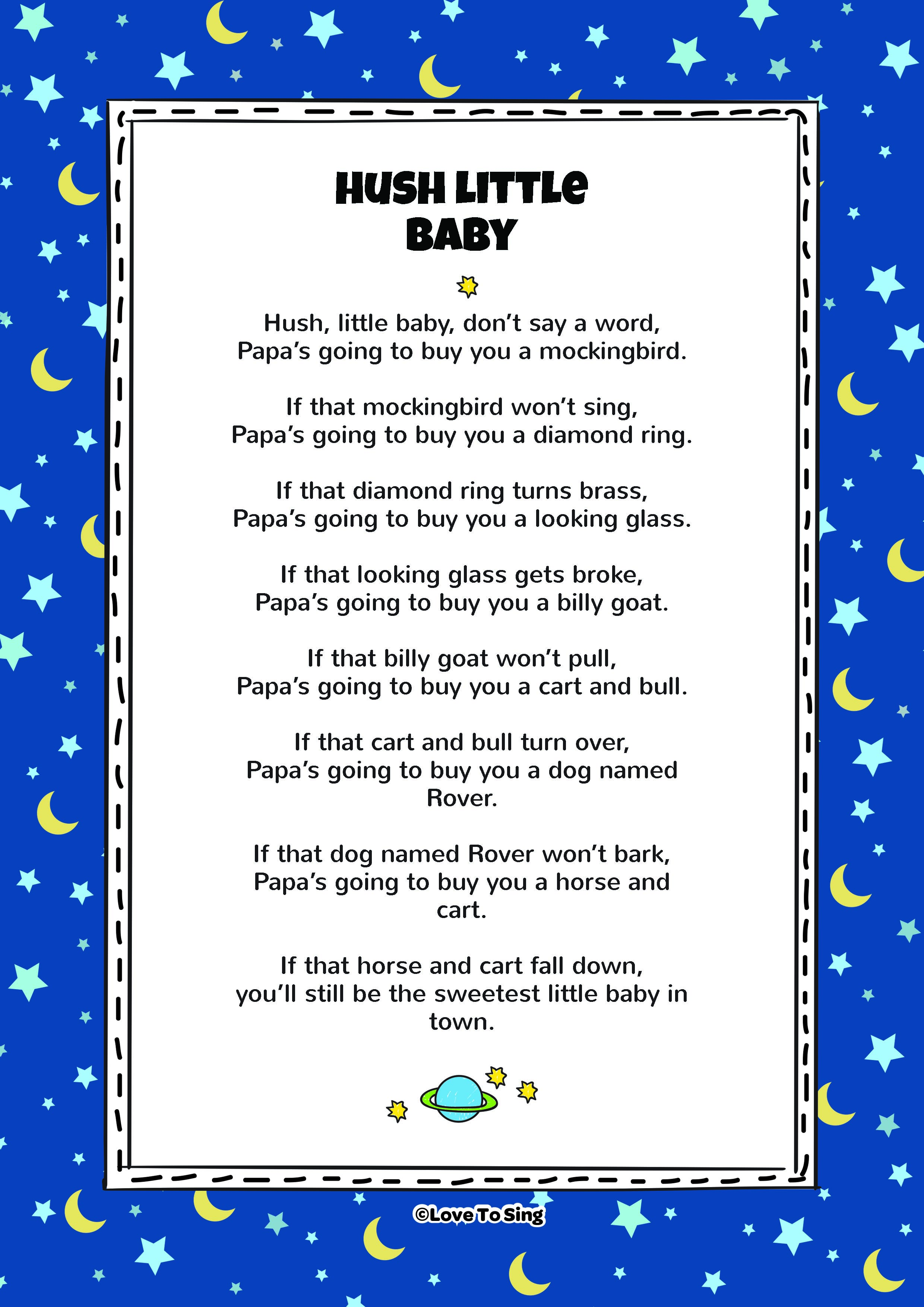 hush little baby dont you cry lyrics