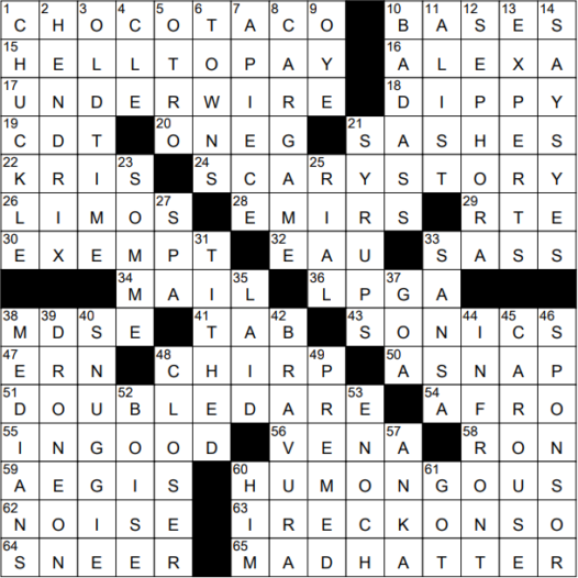 absolved crossword clue