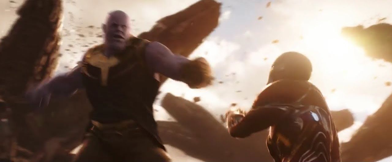 thanos punches iron man