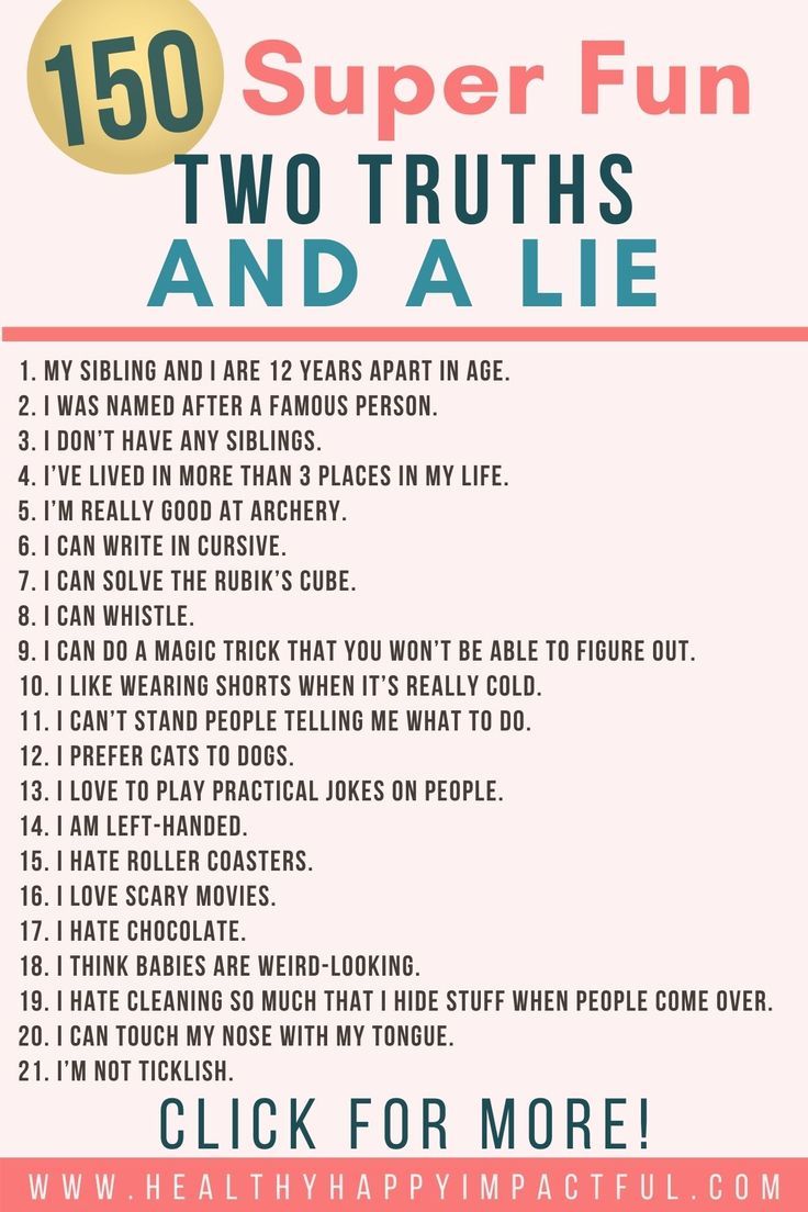 2 truths and a lie examples for adults