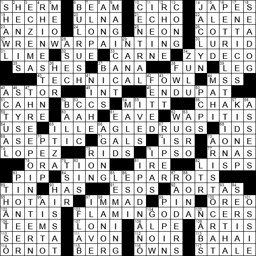 song bird crossword