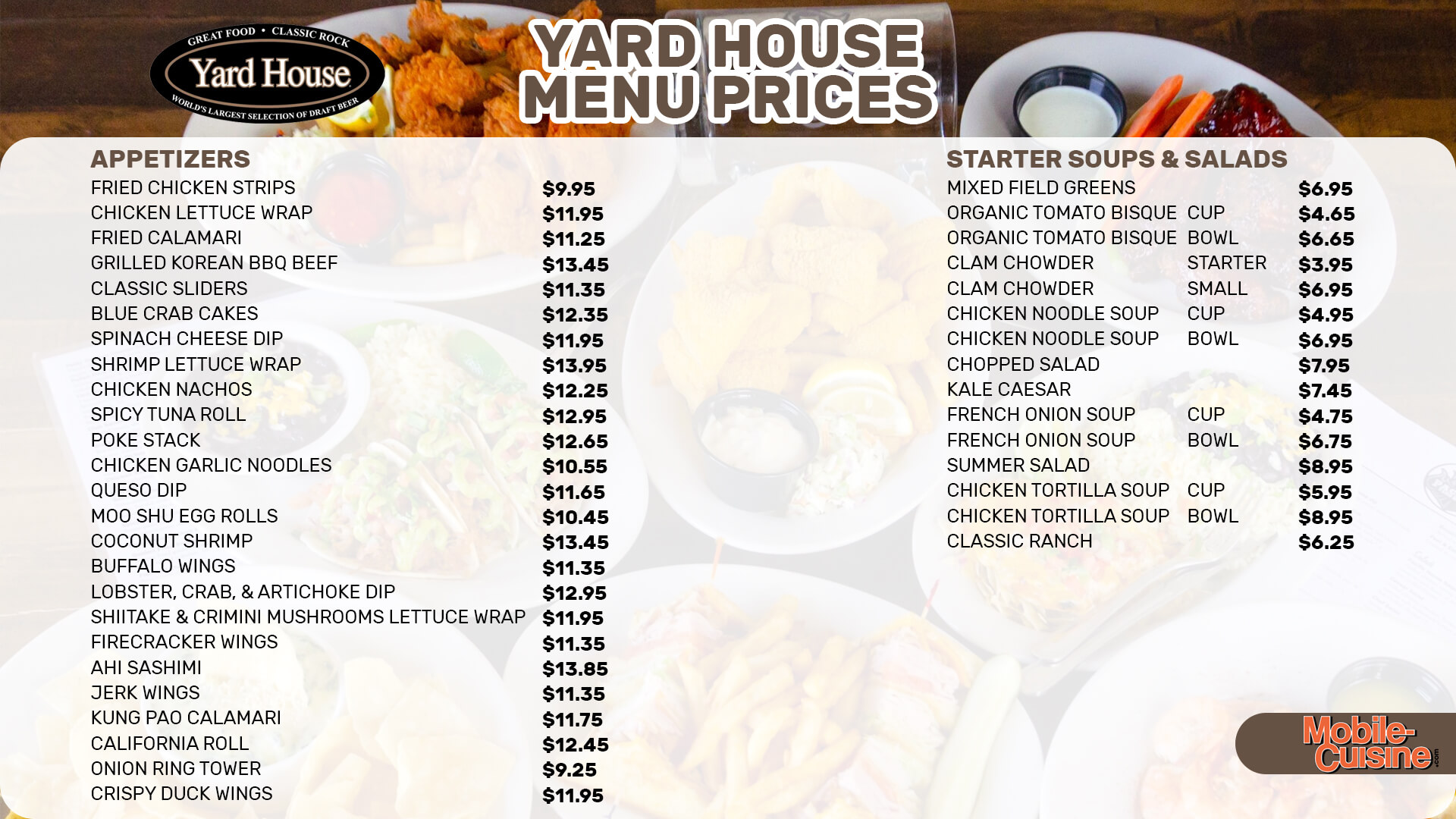 yard house menu