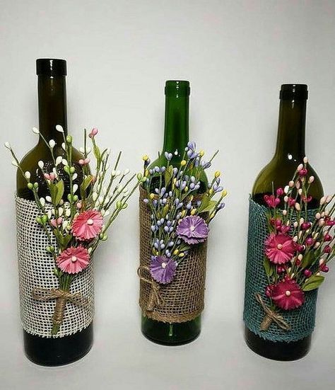 como decorar botellas de vino para centros de mesa