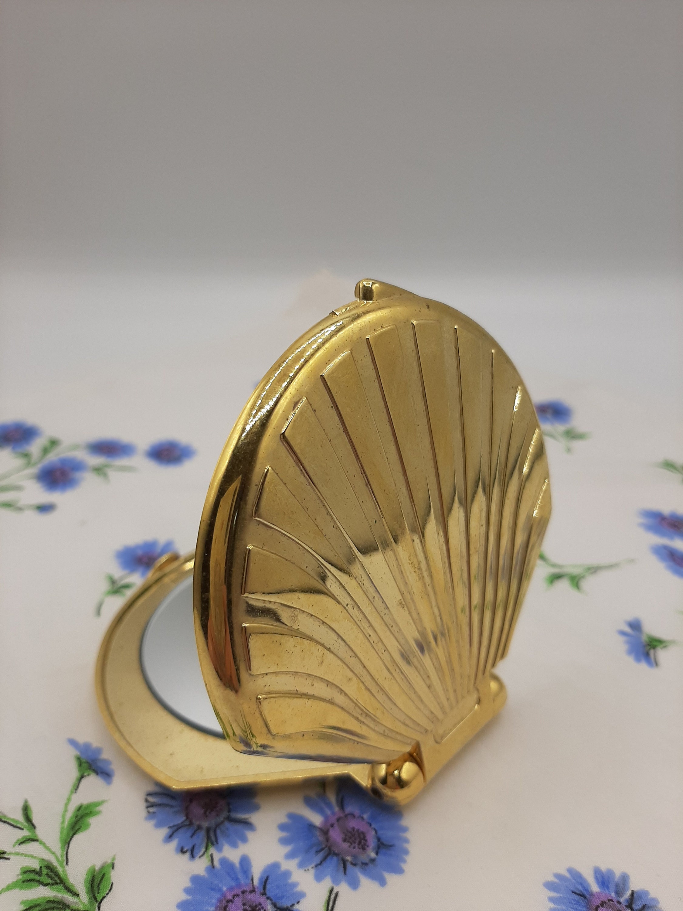 gold shell compact mirror