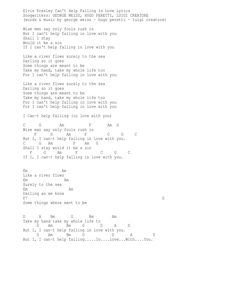 can t help falling in love lyrics download