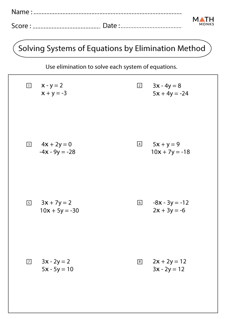 systems of equations practice worksheet