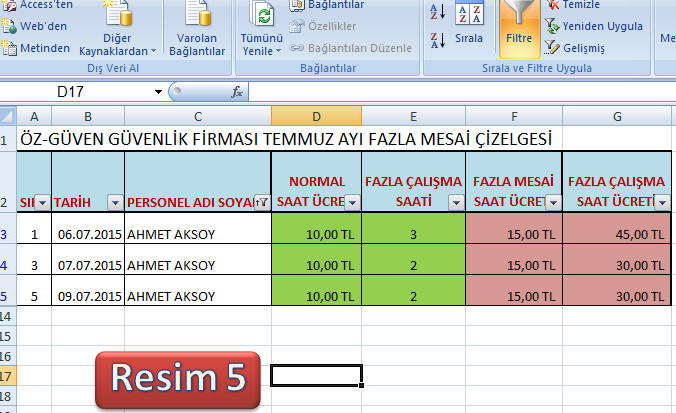 fazla mesai formu excel