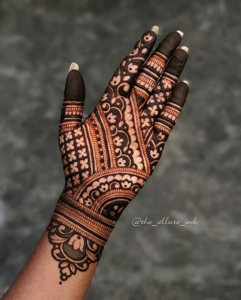 modern mehndi design for front hand