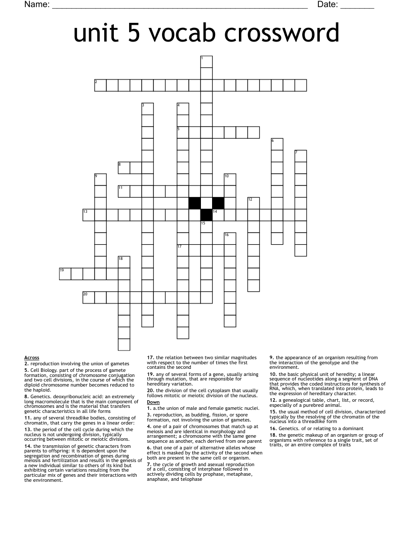 genealogical table crossword