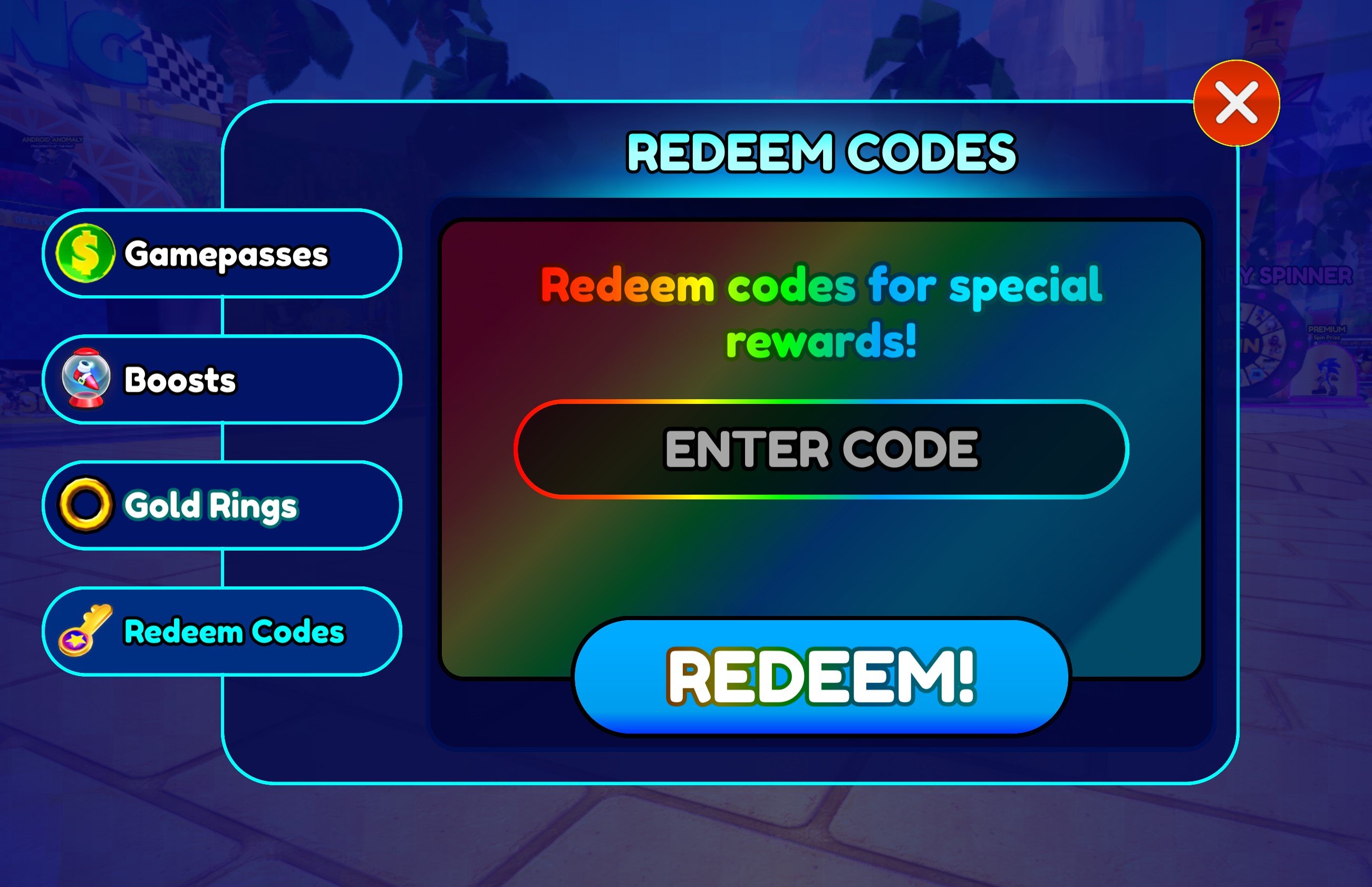 released sonic speed simulator codes