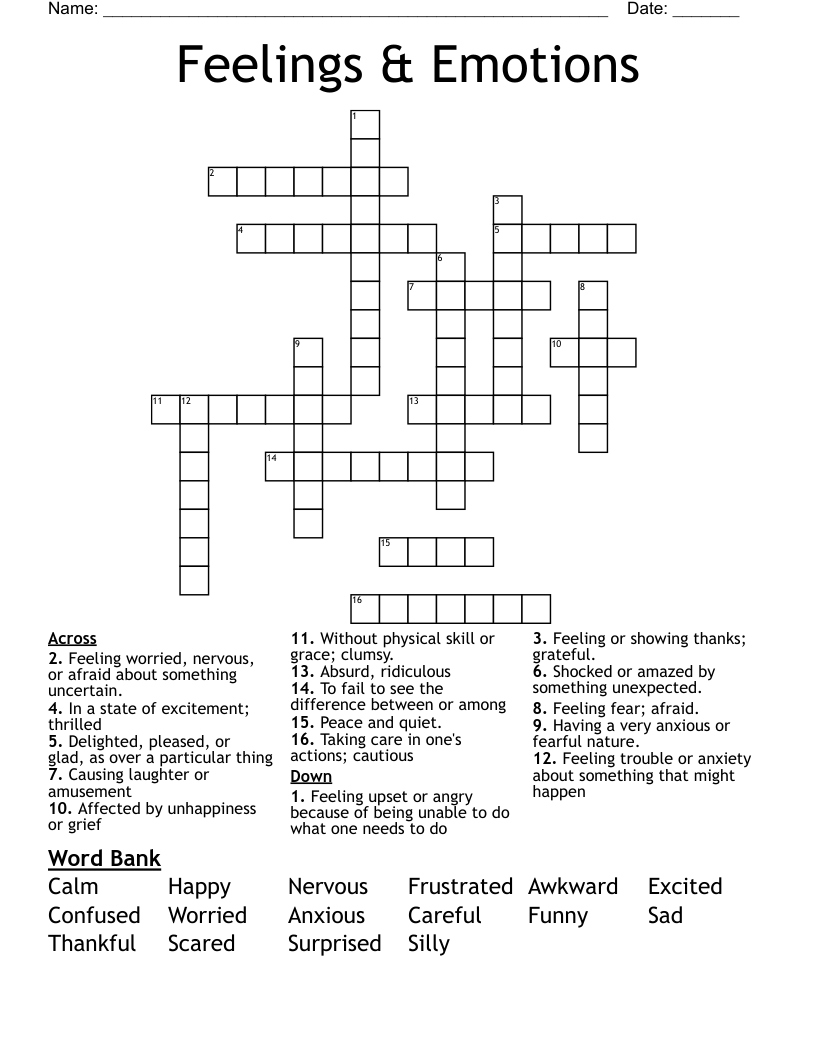 feeling feelings crossword