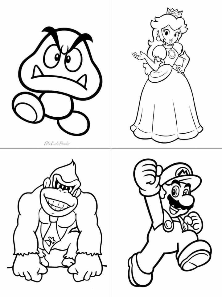 personajes de mario bros para colorear