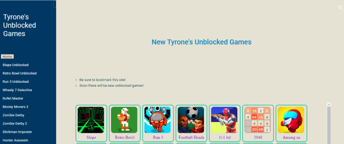 tyrones unblocked games