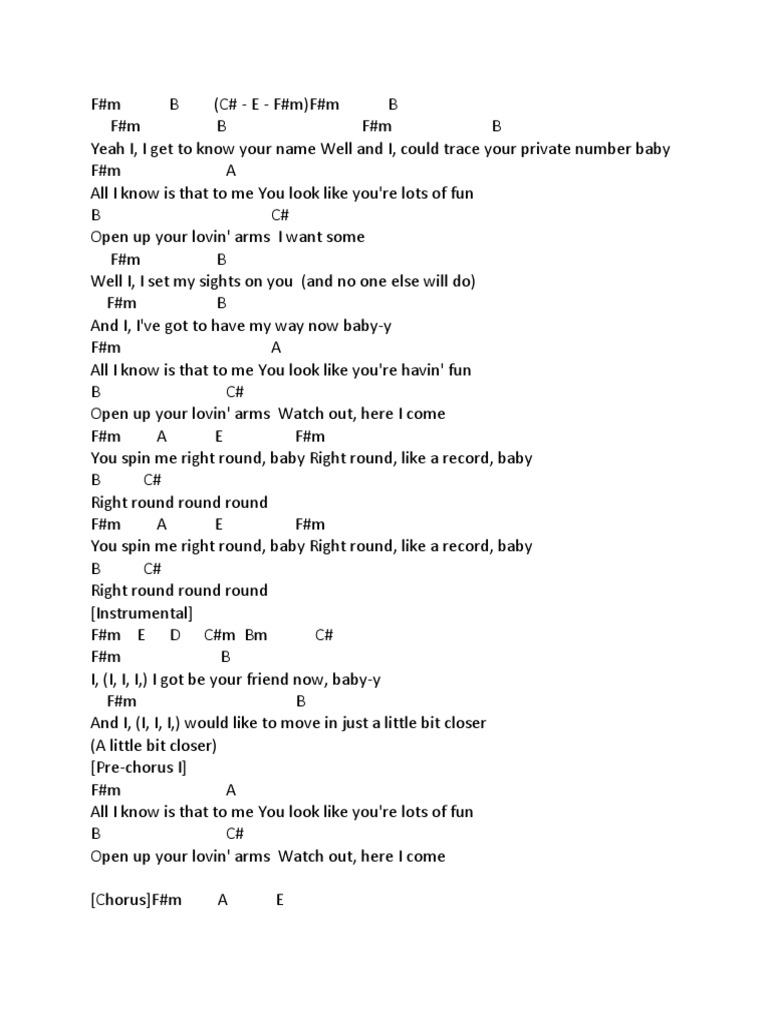 u spin me right round lyrics