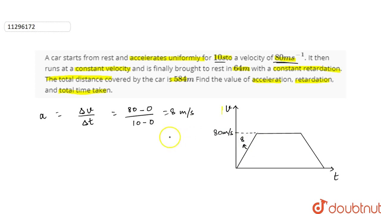 a car starts from rest and accelerates uniformly