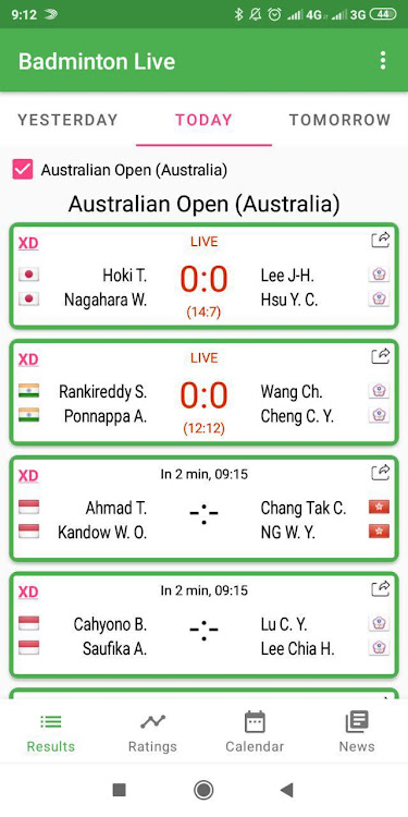 live score badminton