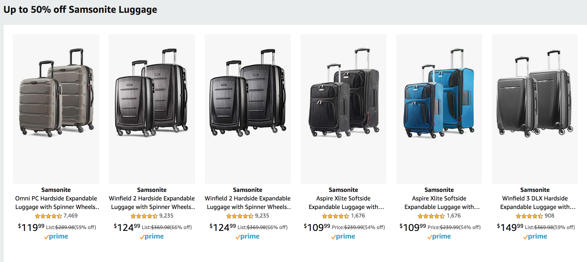 samsonite bag sizes