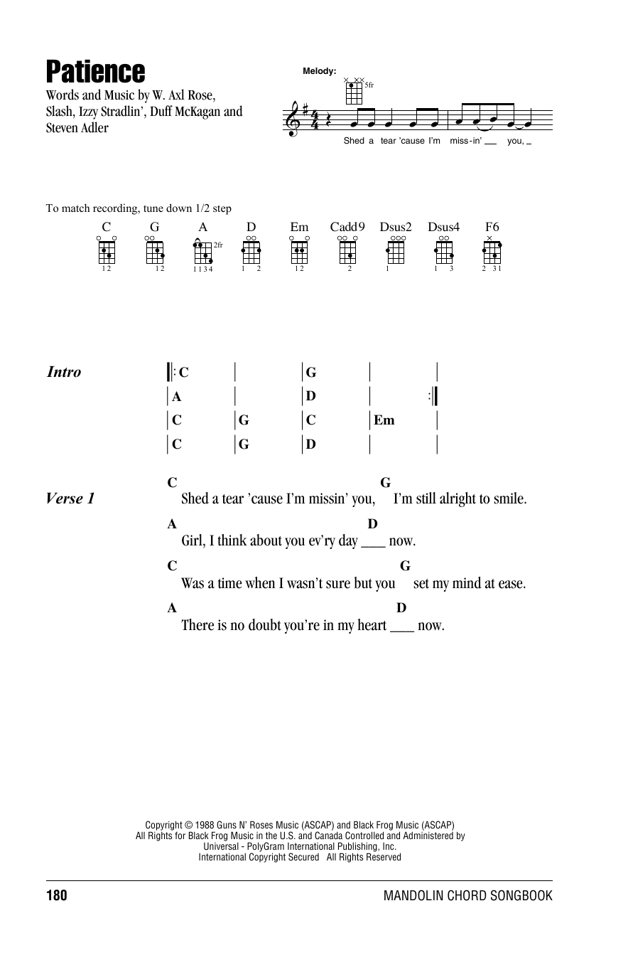 patience chords guns and roses