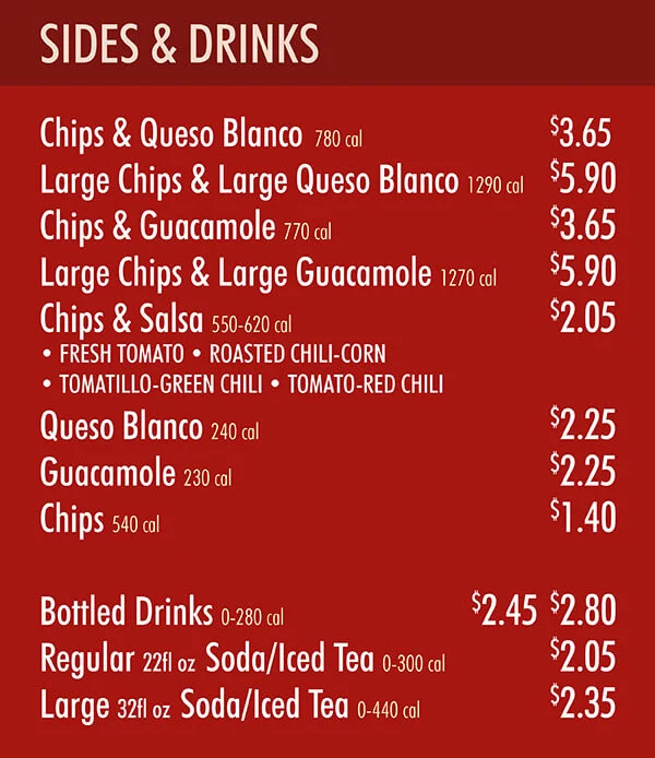 chipotle mexican grill menu prices