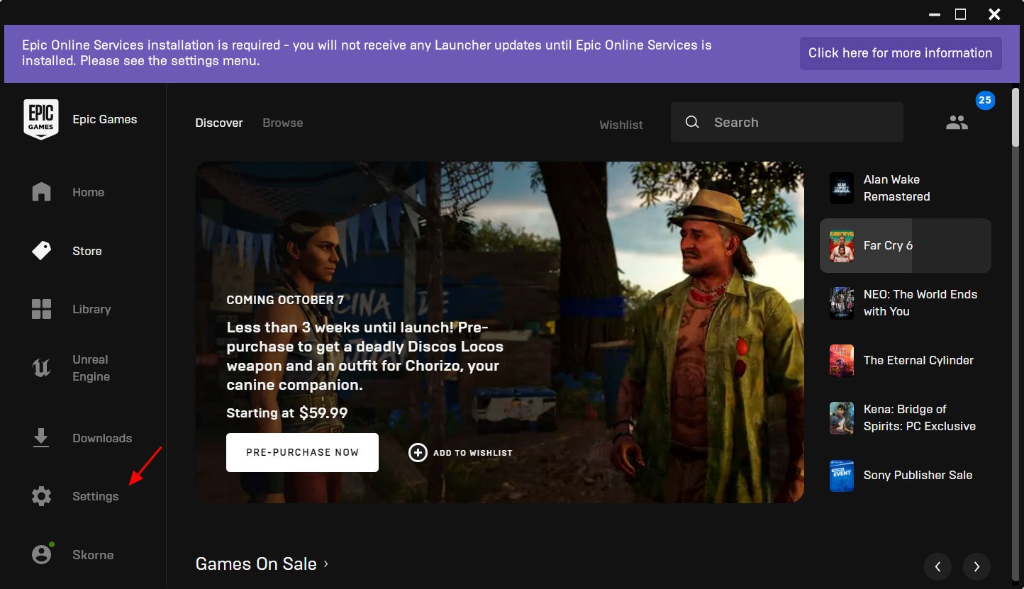 how to install epic games online services