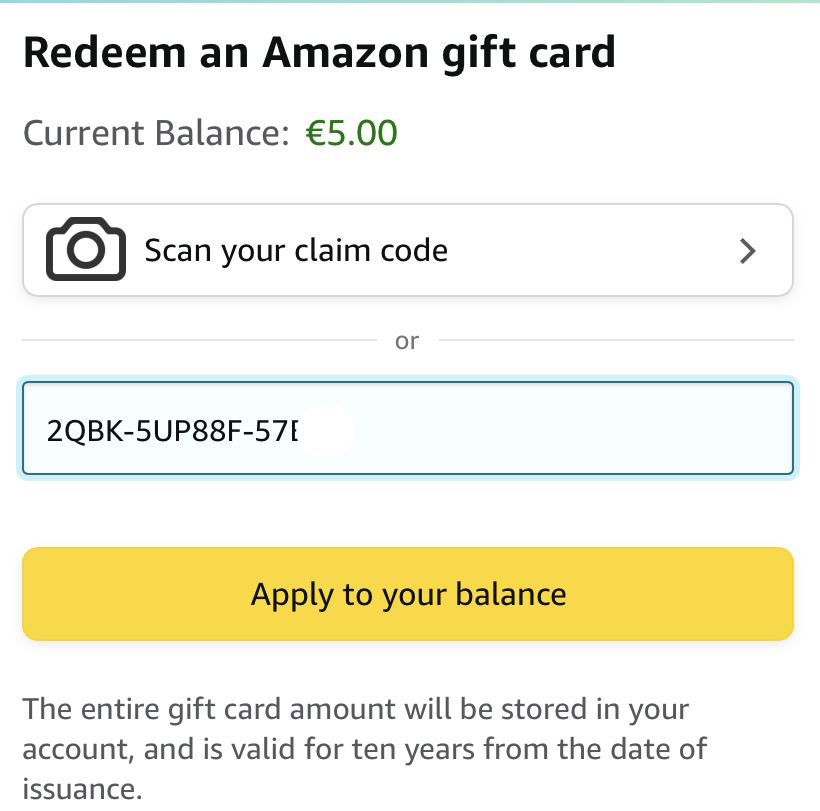 amazon gift card code