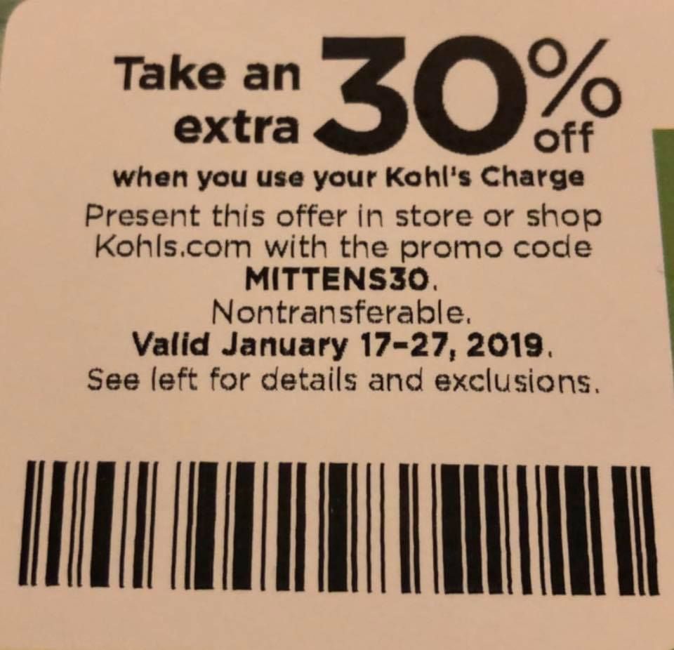 kohls 30 off discount code