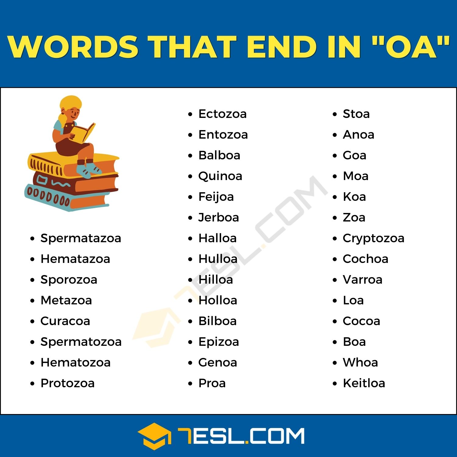 5 letter words ending in oa