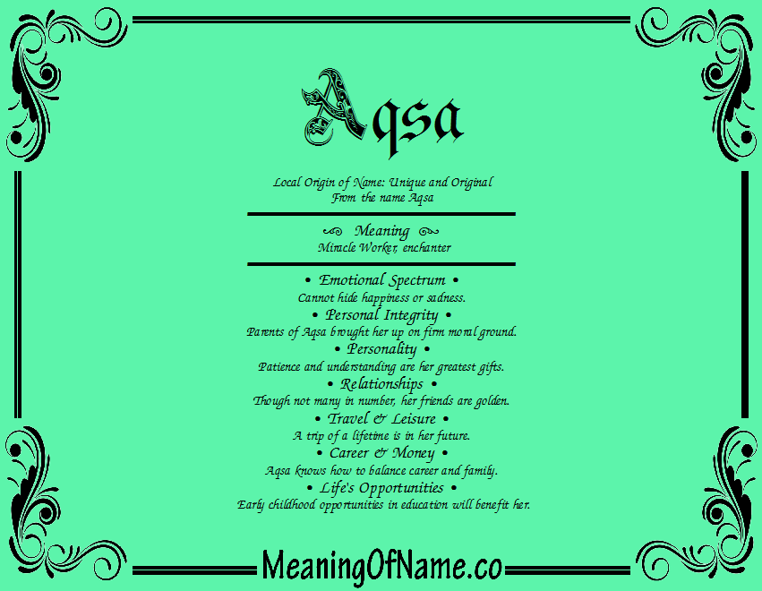 aqsa name personality