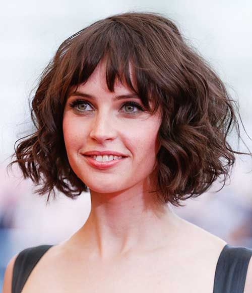 wavy bob haircut with bangs