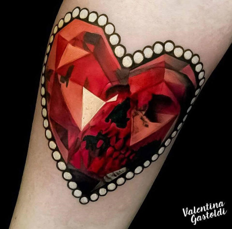 ruby heart tattoo