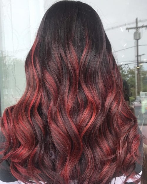 red streaks in dark hair