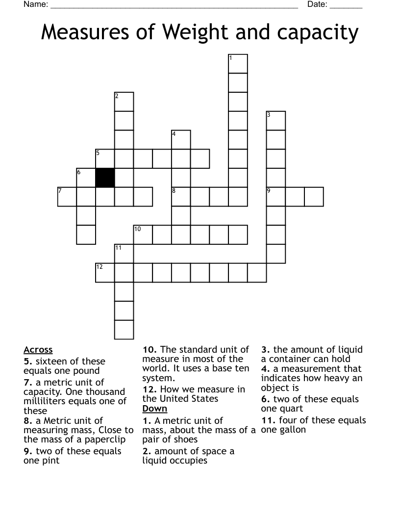 crossword clue unit of weight