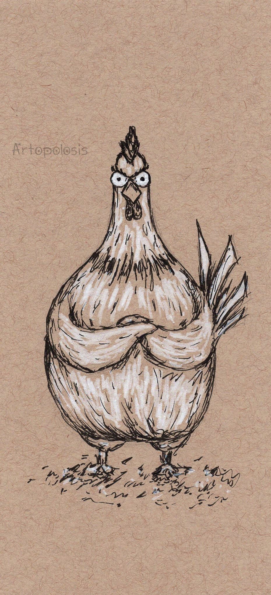 funny chicken drawings