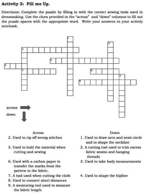 dressmaking crossword clue