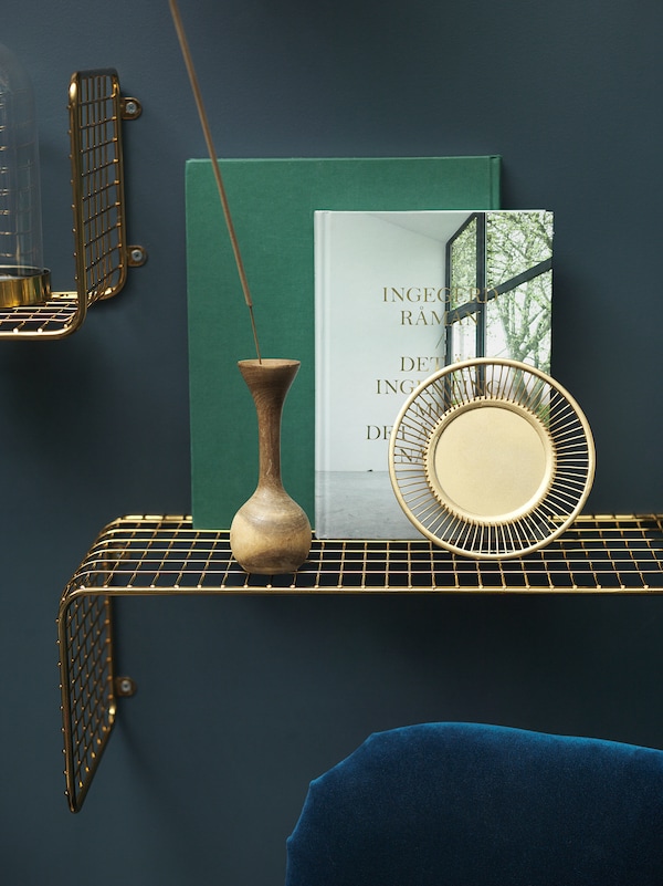 gold floating shelves