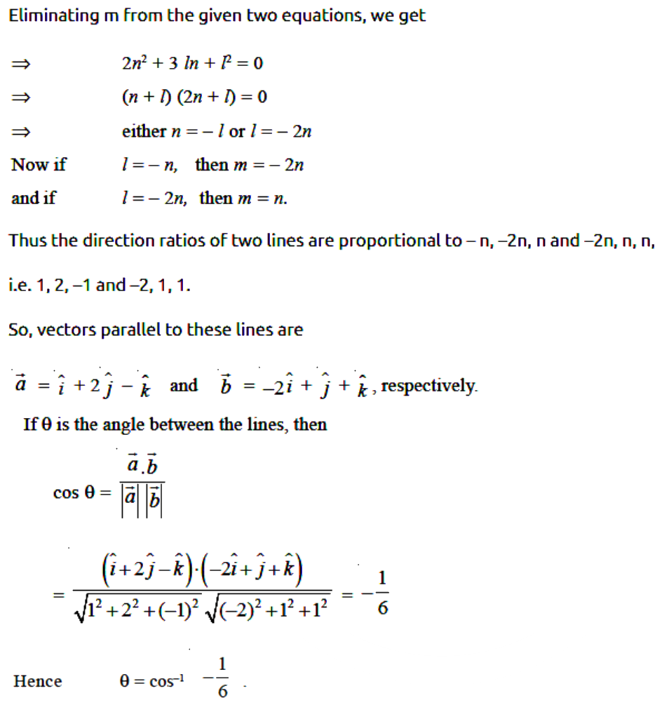 the angle between the lines whose direction cosines