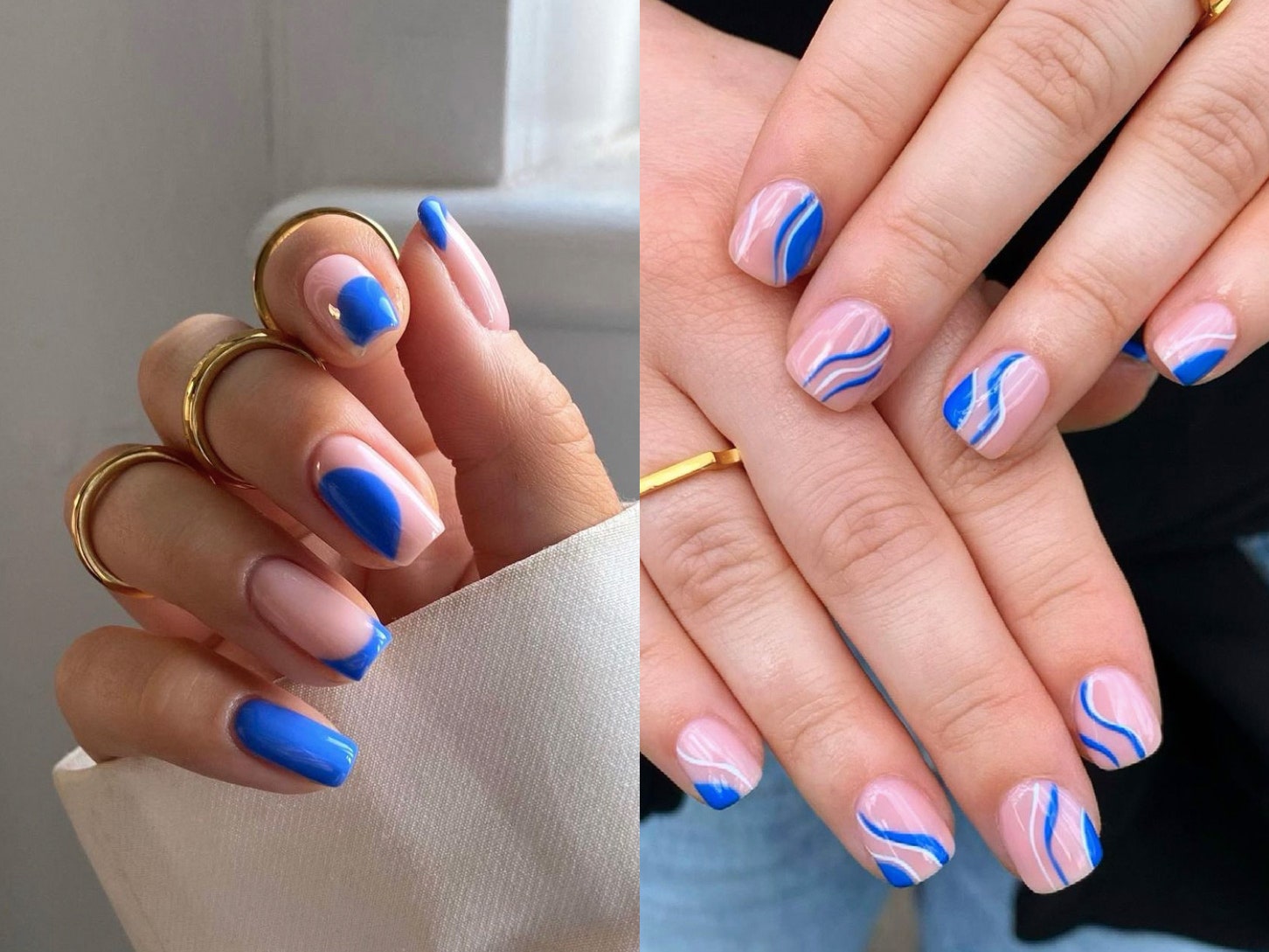 uñas azules cortas