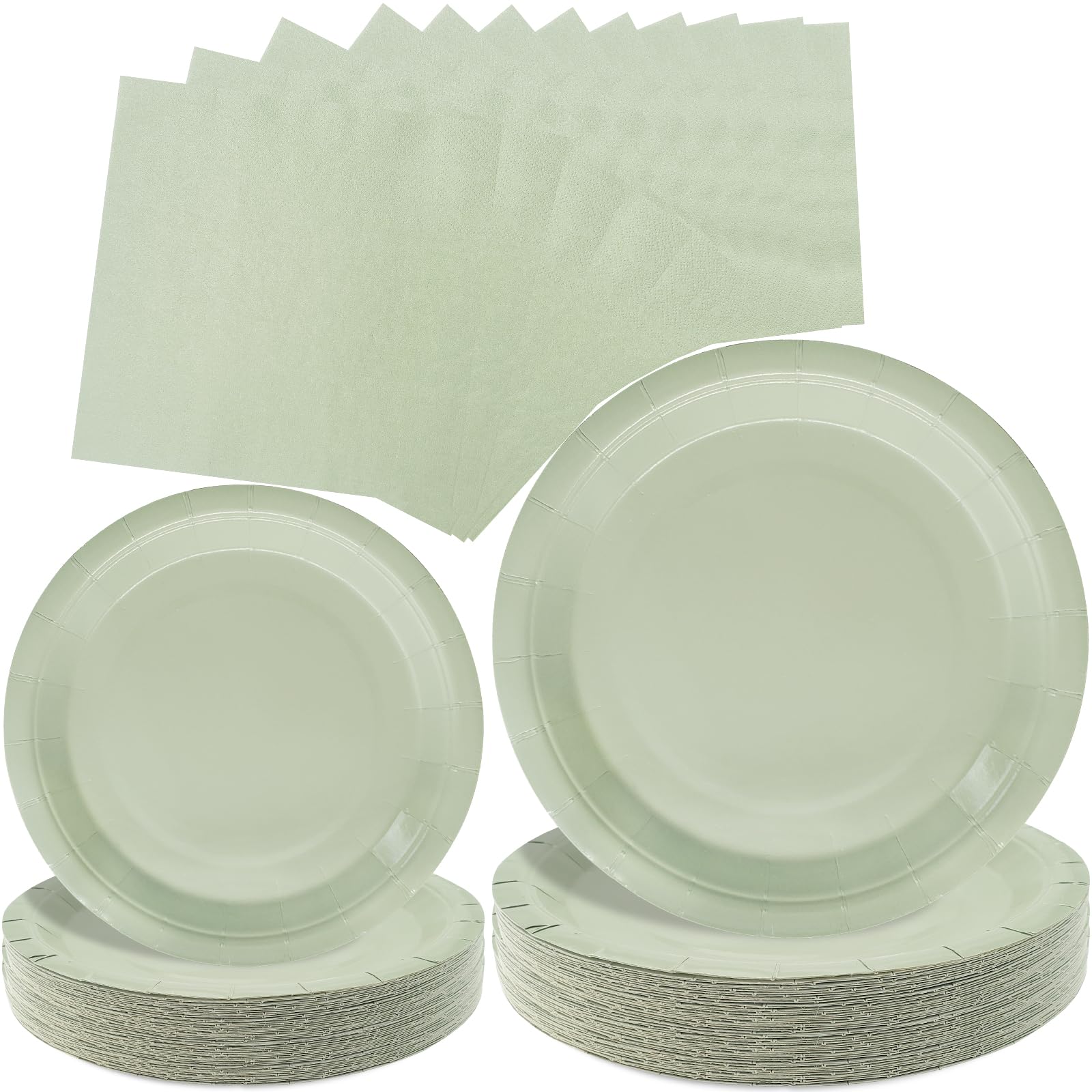 sage green paper plates