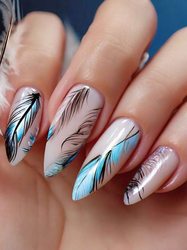 feather nail designs