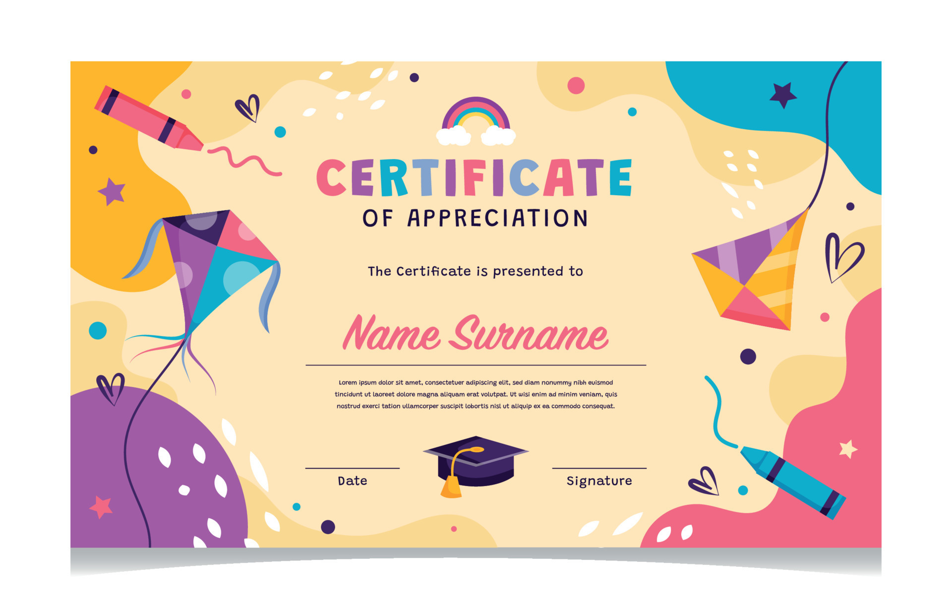 certificate of appreciation template for kids