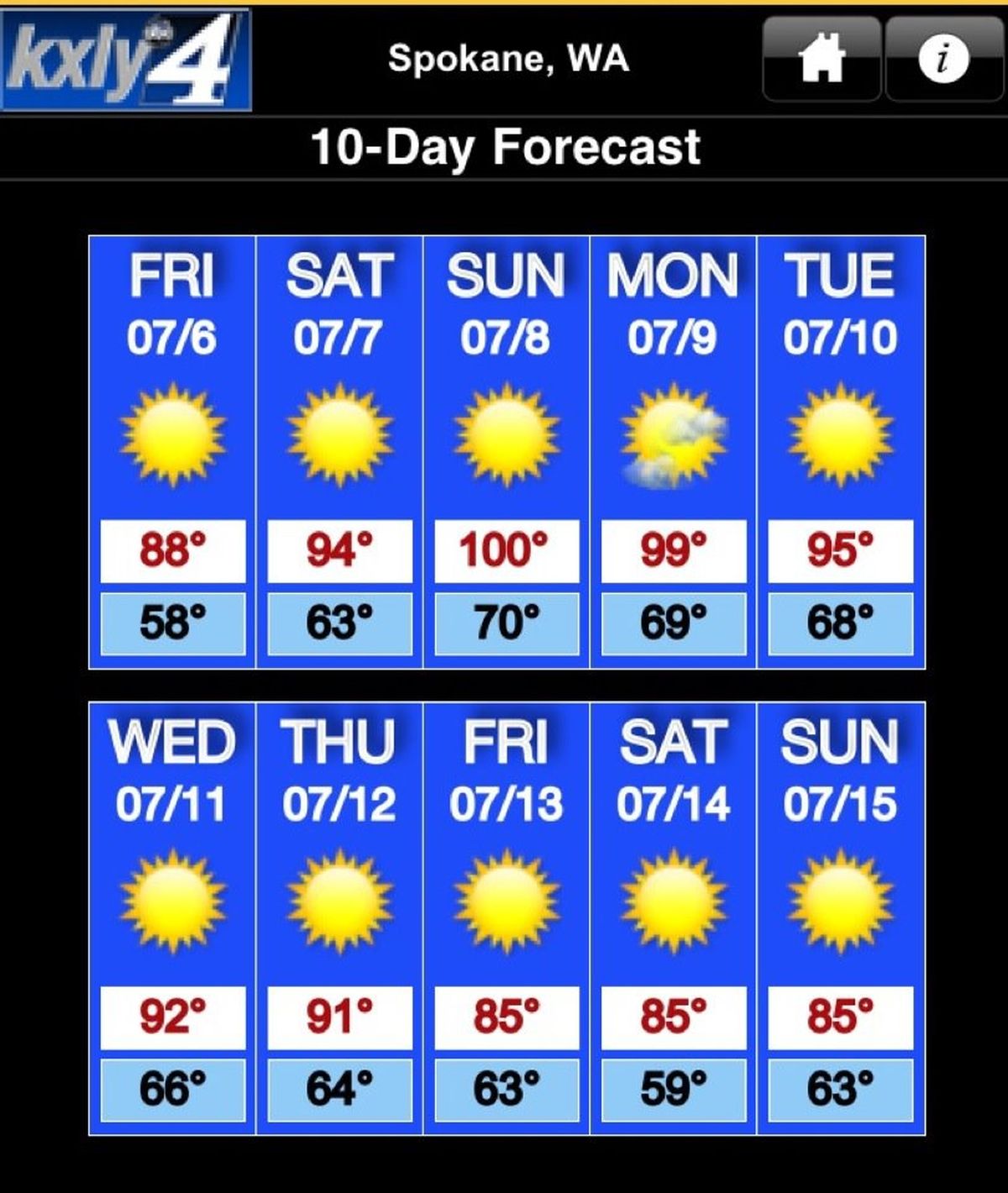 spokane weather 10 day