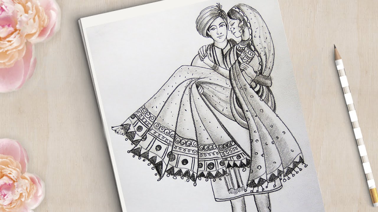 easy wedding couple drawing