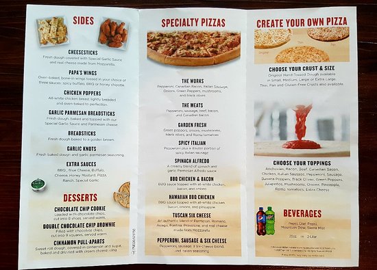 papa johns menu