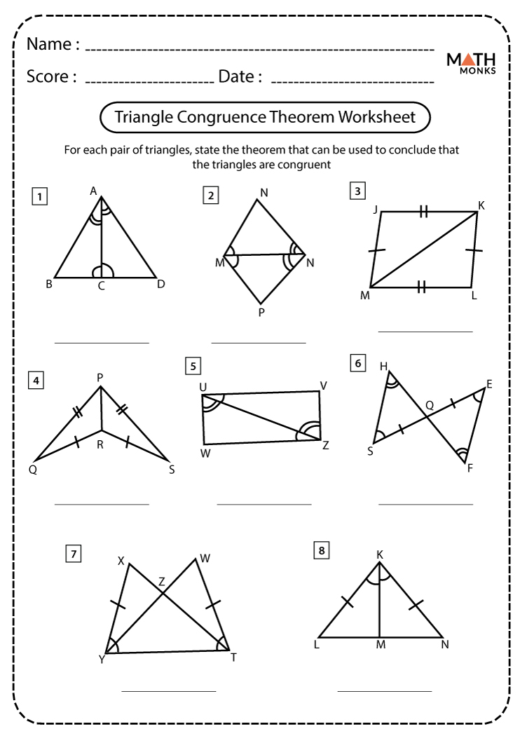 triangle congruence postulates worksheet