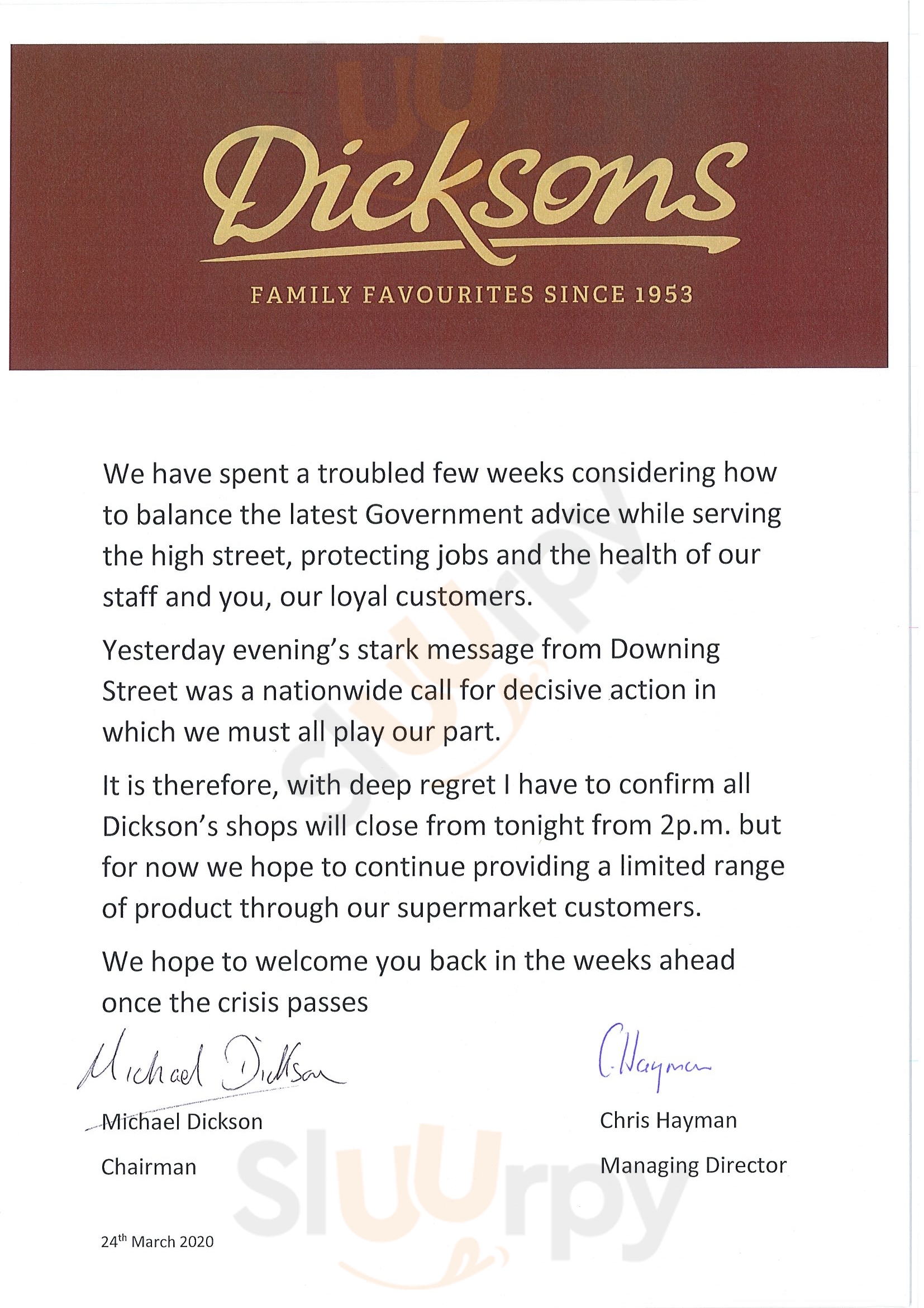 dicksons menu