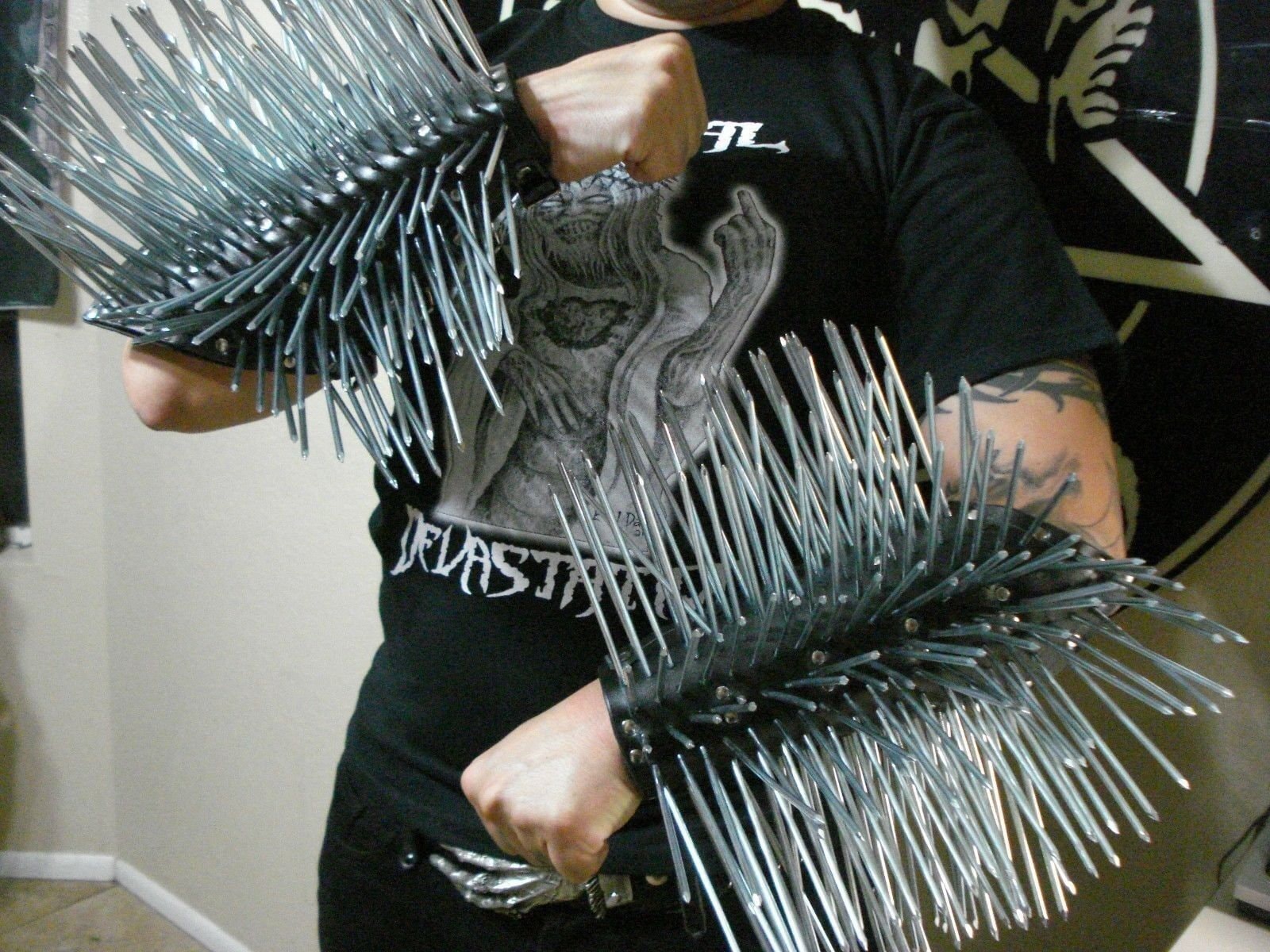 black metal spiked gauntlets