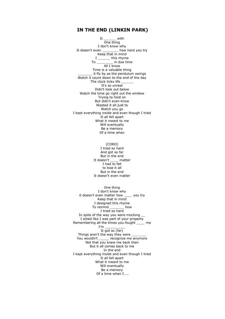 to the end lyrics