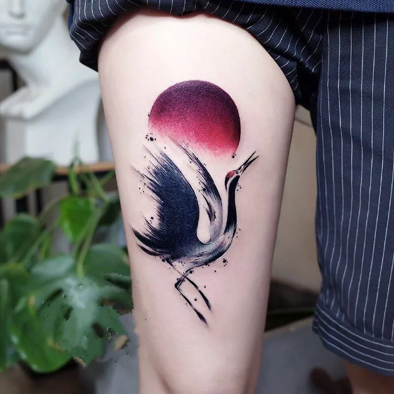 crane bird tattoo