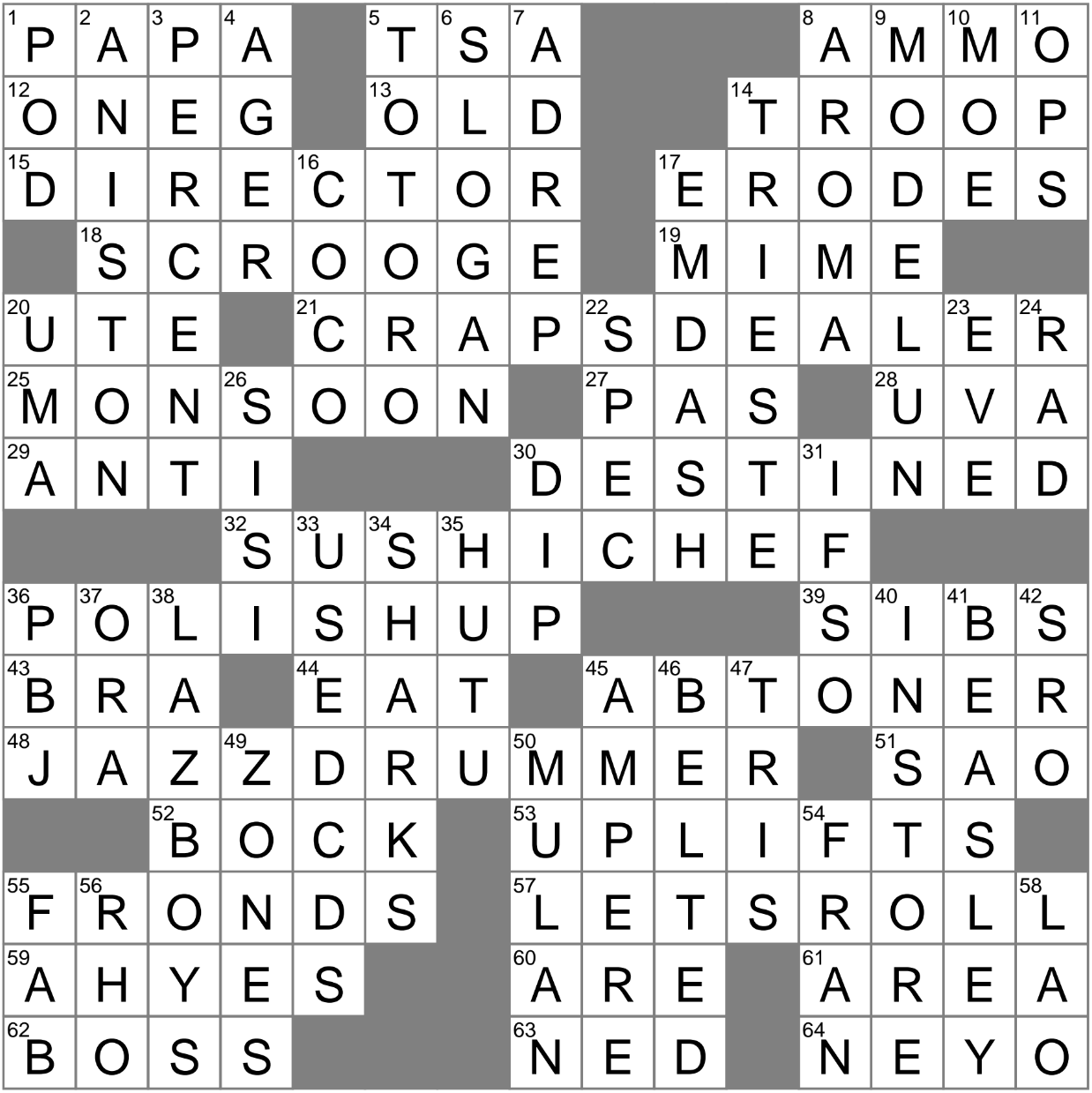 dice throw crossword clue