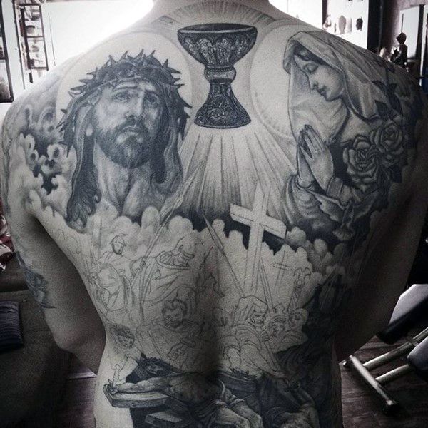 full back tattoo jesus